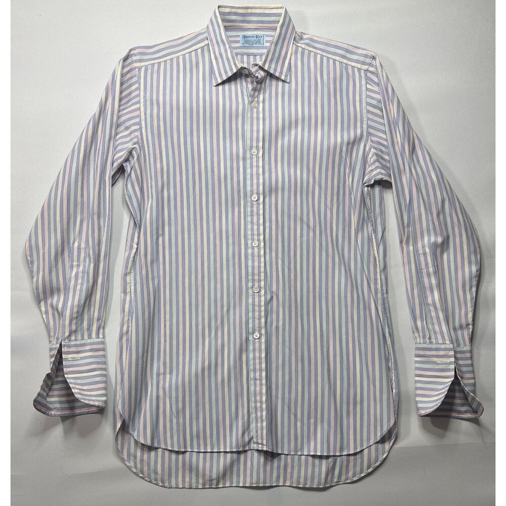Hilditch & Key Men's French Cuff Striped Button Up Dress Shirt - 15-1/2 39cm